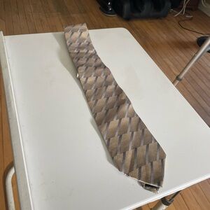 Arrow Brown Tan Silk Tie with Classic Stripes